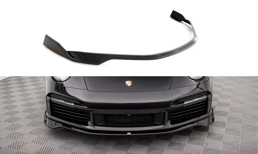 Maxton Design Street+ Spoilerlippe Front Ansatz passend für Porsche 911 Turbo S 992 schwarz Hochglanz