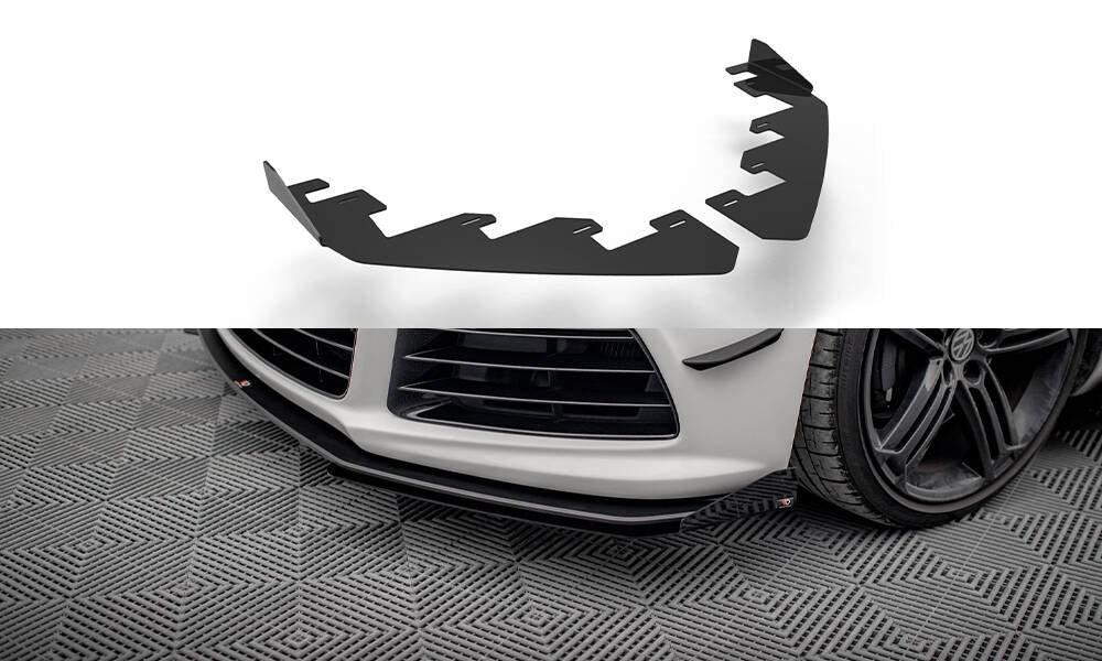 Maxton Design Front Stoßstange Flaps passend für VW Scirocco R Mk3 schwarz Hochglanz