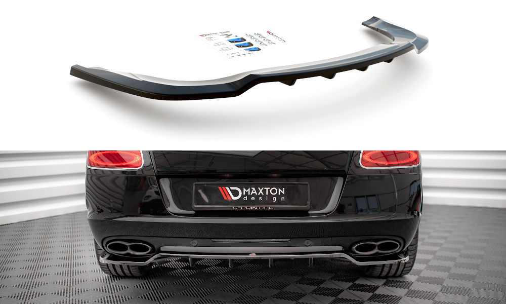 Maxton Design Street+ Mittlerer Diffusor RACE passend für Bentley Continental GT V8 S Mk2 schwarz Hochglanz