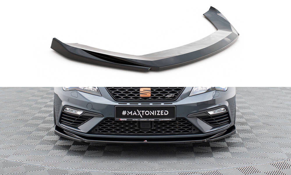 Maxton Design Street+ Spoilerlippe Front Ansatz V.5 passend für Seat Leon Cupra / FR Mk3 FL schwarz Hochglanz