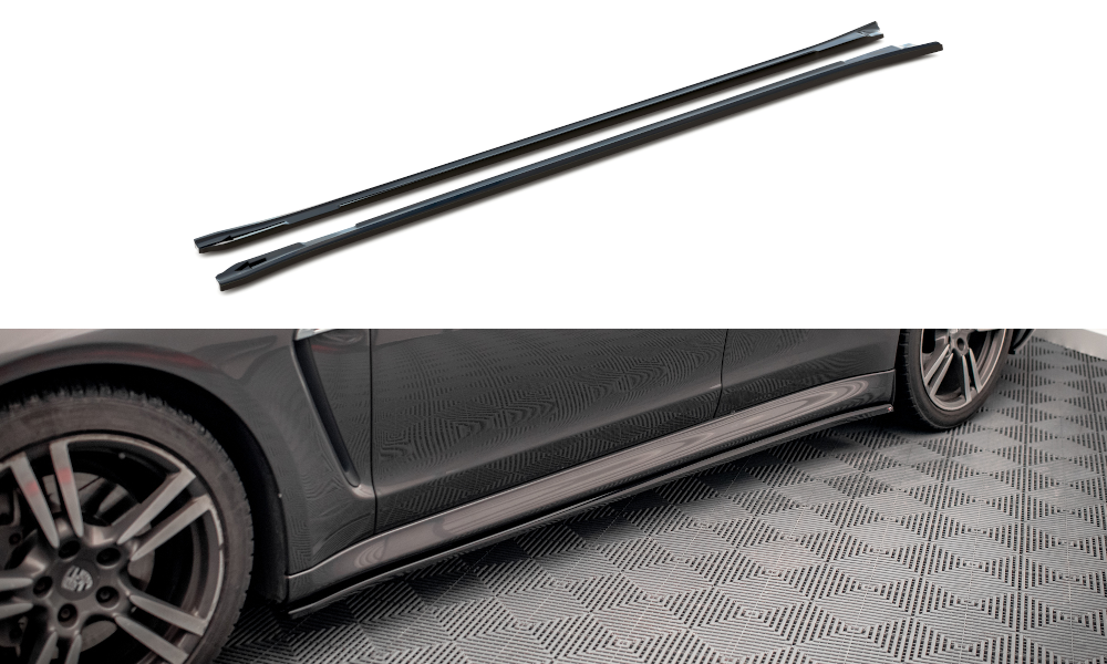 Maxton Design Street+ Seitenschweller Leisten V.2 passend für Porsche Panamera / Panamera Diesel / Panamera Turbo 970 schwarz Hochglanz