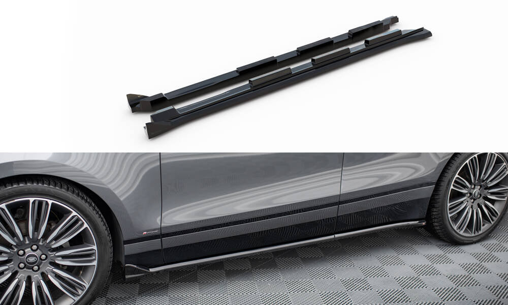Maxton Design Street+ Seitenschweller Leisten passend für Land Rover Range Rover Velar R-Dynamic Mk1 schwarz Hochglanz