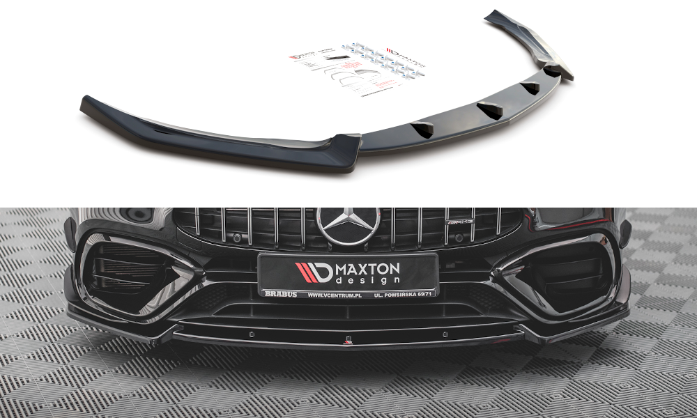 Maxton Design Street+ Spoilerlippe Front Ansatz V.2 passend für Mercedes-AMG CLA 45 Aero C118 schwarz Hochglanz