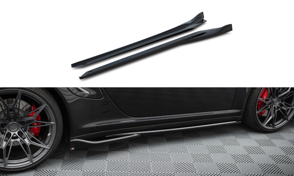 Maxton Design Street+ Seitenschweller Leisten passend für Porsche 911 Turbo 997 schwarz Hochglanz