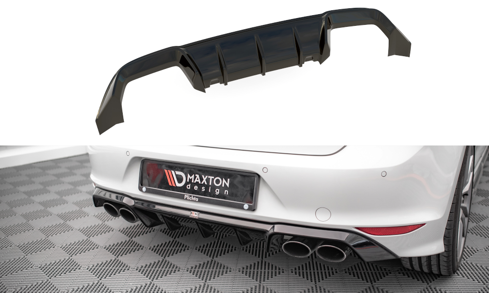 Maxton Design Diffusor Heck Ansatz passend für VW Golf R Mk7 schwarz Hochglanz