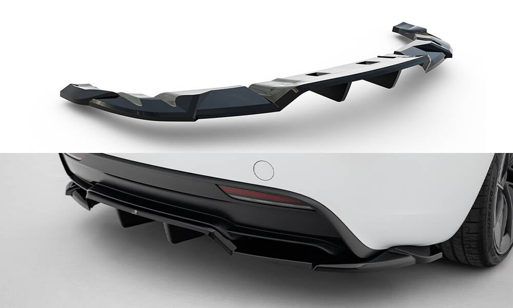 Maxton Design Street+ Mittlerer Diffusor RACE V.2 passend für Tesla Model 3 Performance Mk1 Facelift schwarz Hochglanz