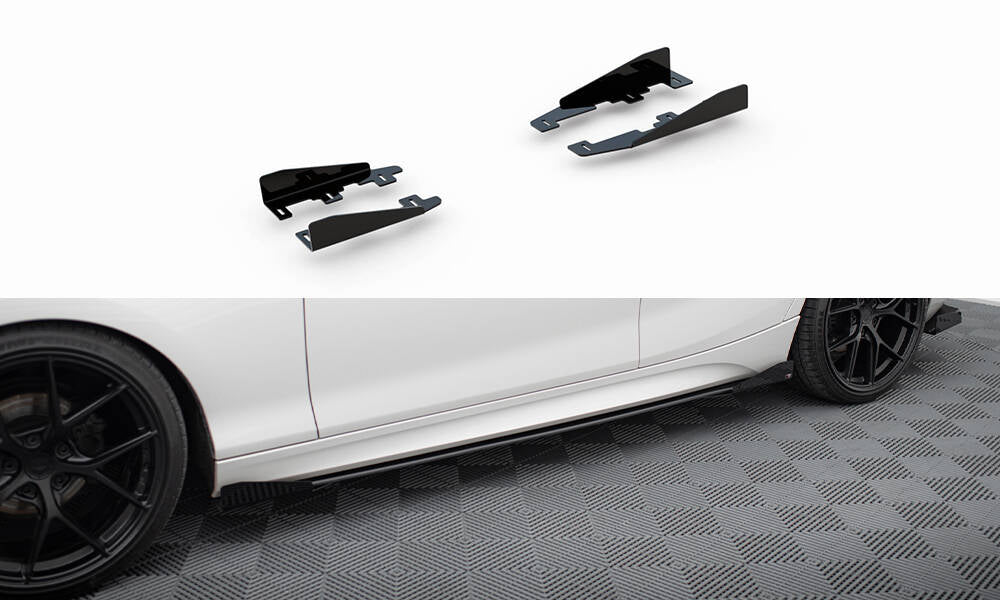 Maxton Design Seitenschweller Flaps passend für BMW 1er F20 M135i / M140i / M-Paket schwarz Hochglanz