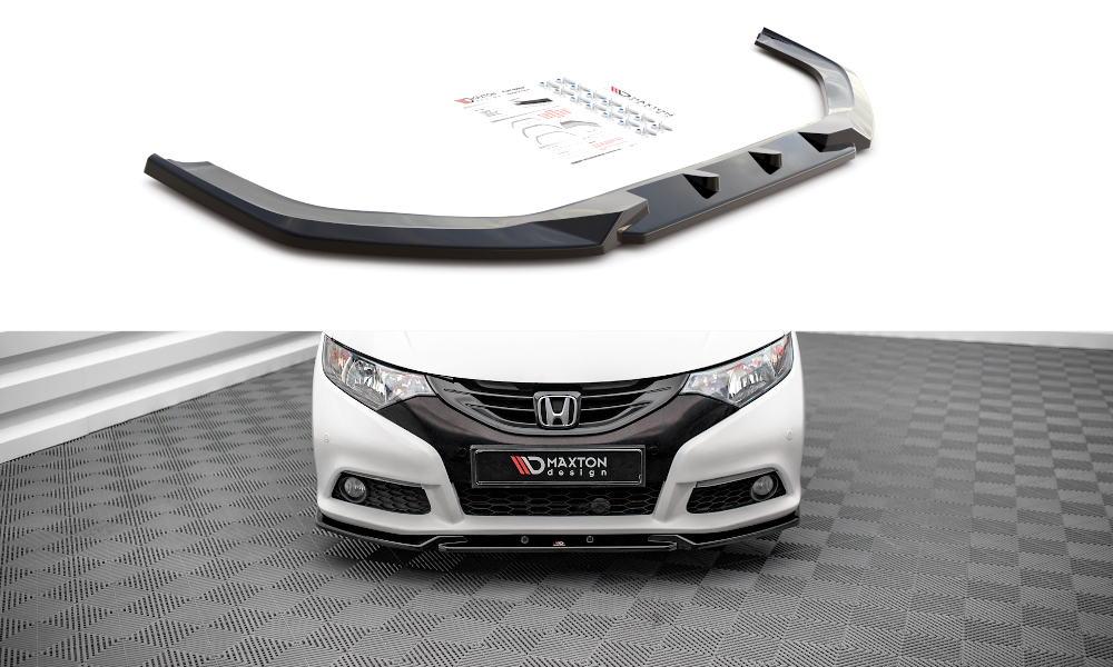 Maxton Design Street+ Spoilerlippe Front Ansatz V.2 passend für Honda Civic Mk9 schwarz Hochglanz