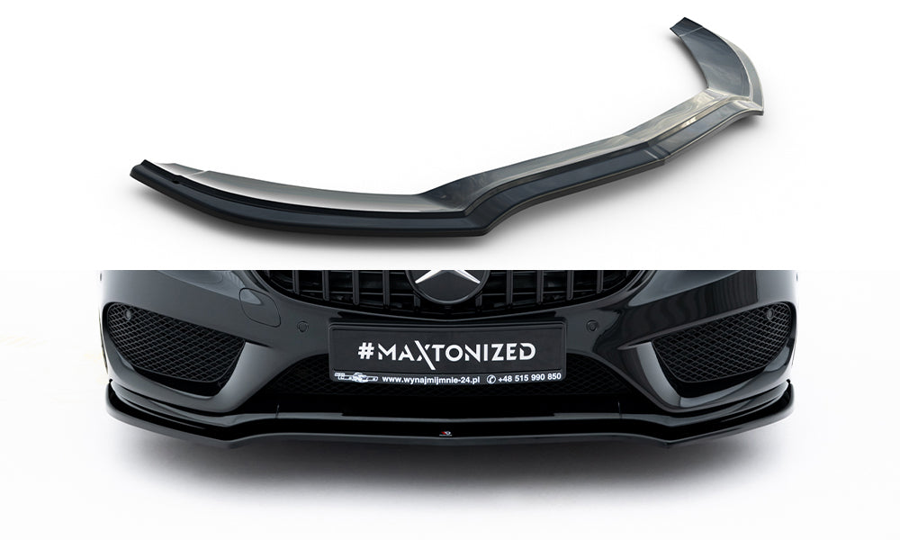 Maxton Design Street+ Spoilerlippe Front Ansatz V.1 passend für Mercedes- Benz C Coupe AMG-Line C205 schwarz Hochglanz