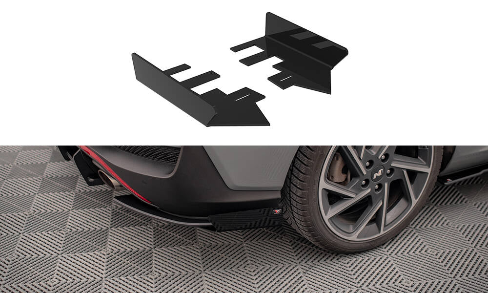 Maxton Design Hintere Seiten Flaps passend für Hyundai I30 Fastback N-Line Mk3 Facelift schwarz Hochglanz