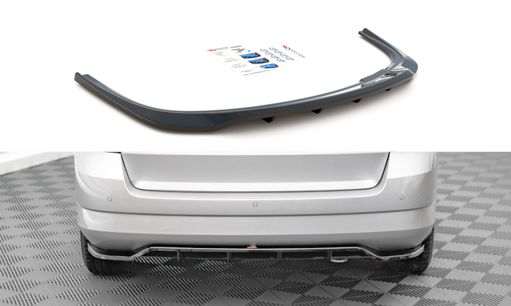 Maxton Design Street+ Mittlerer Diffusor RACE passend für Skoda Fabia Combi Mk3 schwarz Hochglanz
