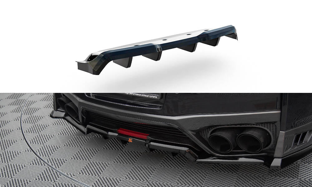 Maxton Design Street+ Mittlerer Diffusor RACE passend für Nissan GTR R35 Facelift schwarz Hochglanz
