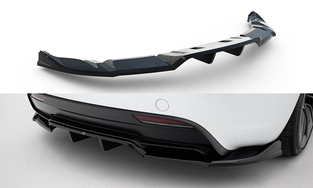 Maxton Design Street+ Mittlerer Diffusor RACE passend für V.1 Tesla Model 3 Performance Mk1 Facelift schwarz Hochglanz