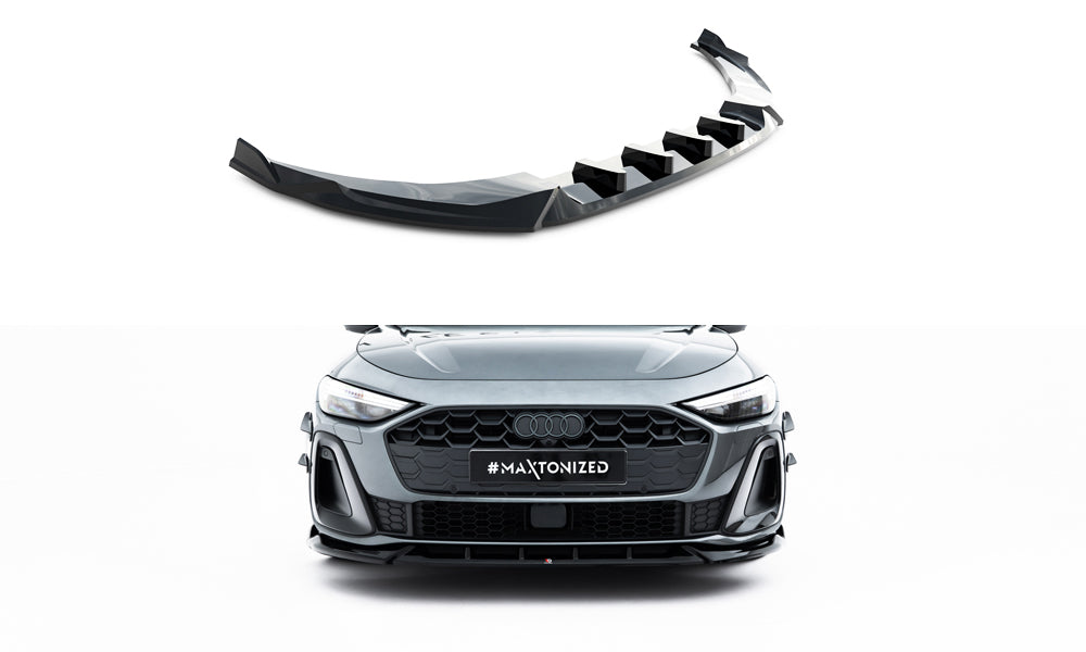 Maxton Design Street+ Spoilerlippe Front Ansatz V.2 passend für Audi A5 S-Line / S5 Limousine / Avant B10 schwarz Hochglanz