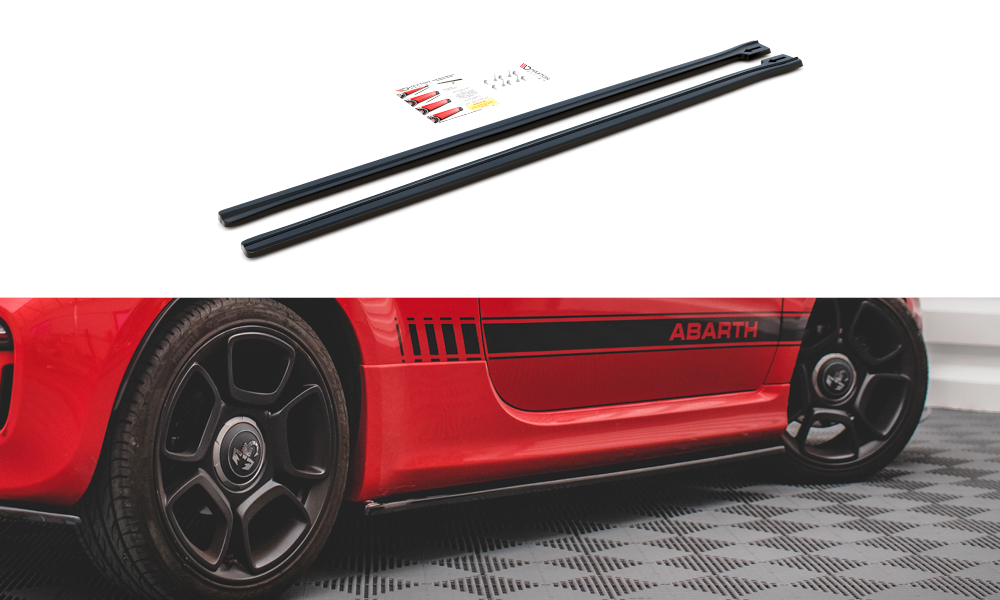 Maxton Design Street+ Seitenschweller Leisten passend für Abarth 595 Mk1 Facelift schwarz Hochglanz