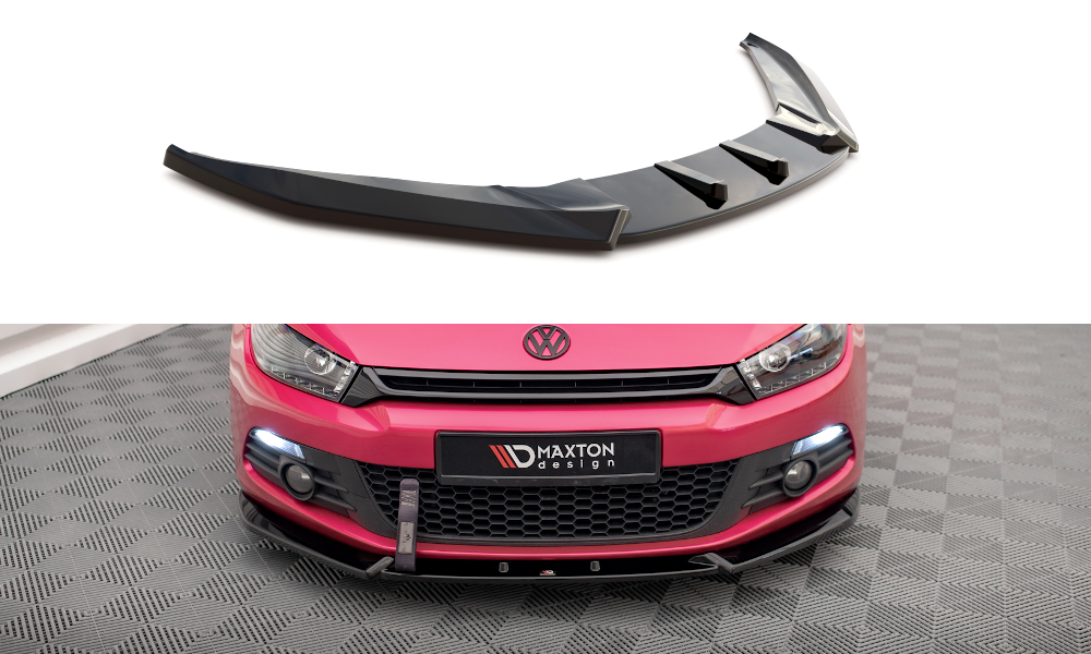 Maxton Design Street+ Spoilerlippe Front Ansatz V.3 passend für VW Scirocco Mk3 schwarz Hochglanz