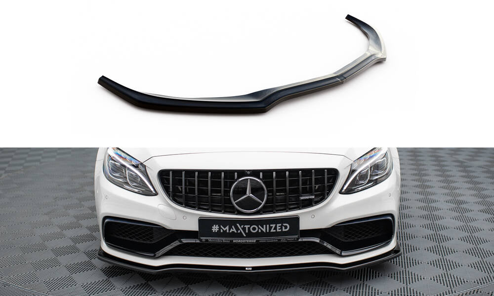 Maxton Design Street+ Spoilerlippe Front Ansatz V.1 passend für Mercedes-AMG C63 Limousine / Kombi W205 / S205 schwarz Hochglanz