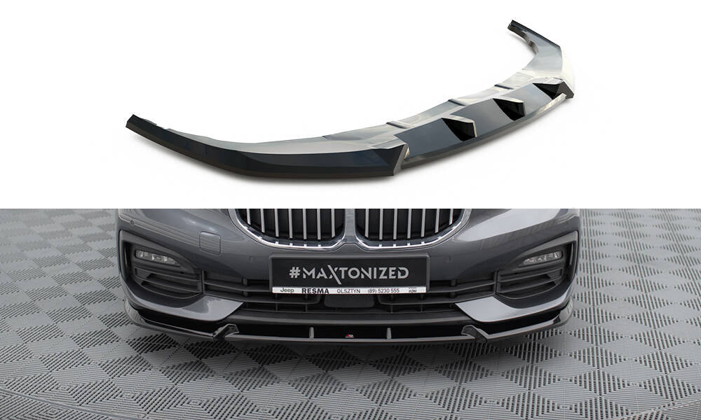 Maxton Design Street+ Spoilerlippe Front Ansatz V.1 passend für BMW 1er F40 schwarz Hochglanz