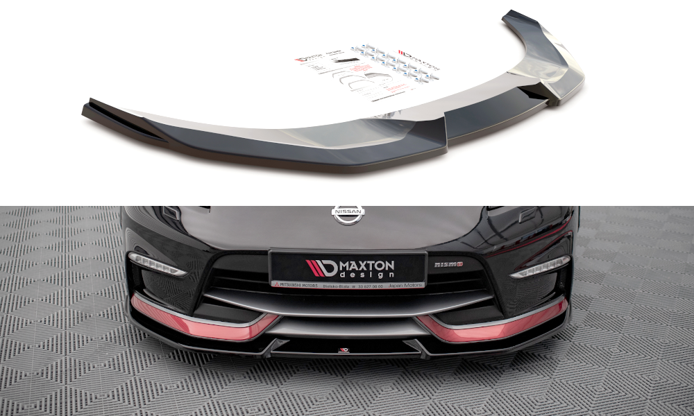 Maxton Design Street+ Spoilerlippe Front Ansatz V.2 passend für Nissan 370Z Nismo Facelift schwarz Hochglanz