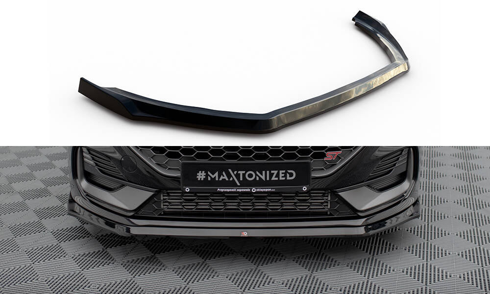 Maxton Design Street+ Spoilerlippe Front Ansatz V.3 passend für Ford Fiesta ST / ST-line Mk8 Facelift schwarz Hochglanz