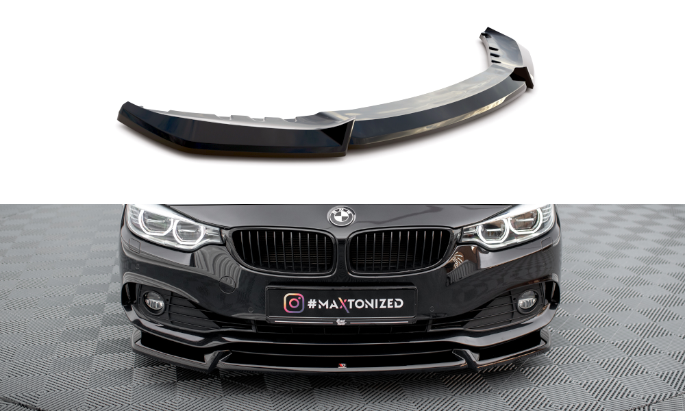 Maxton Design Street+ Spoilerlippe Front Ansatz V.2 passend für BMW 4er Coupe / Gran Coupe / Cabrio F32 / F36 / F33 schwarz Hochglanz