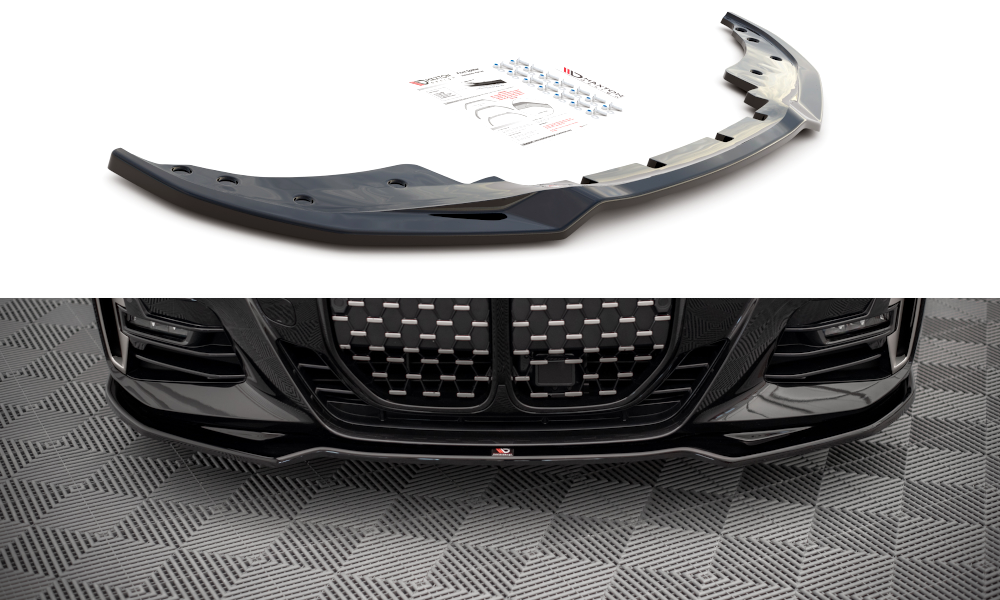Maxton Design Street+ Spoilerlippe Front Ansatz V.3 passend für BMW 4er M-Paket / M440i G22 / G23 / G22 Facelift / G23 Facelift schwarz Hochglanz