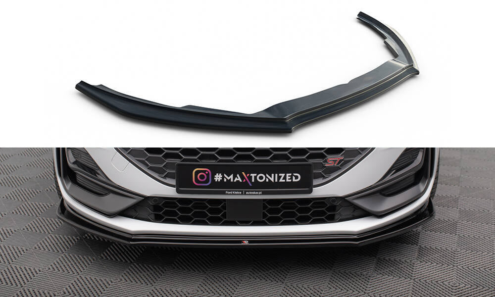 Maxton Design Street+ Spoilerlippe Front Ansatz V.4 passend für Ford Focus ST / ST-Line Mk4 Facelift schwarz Hochglanz