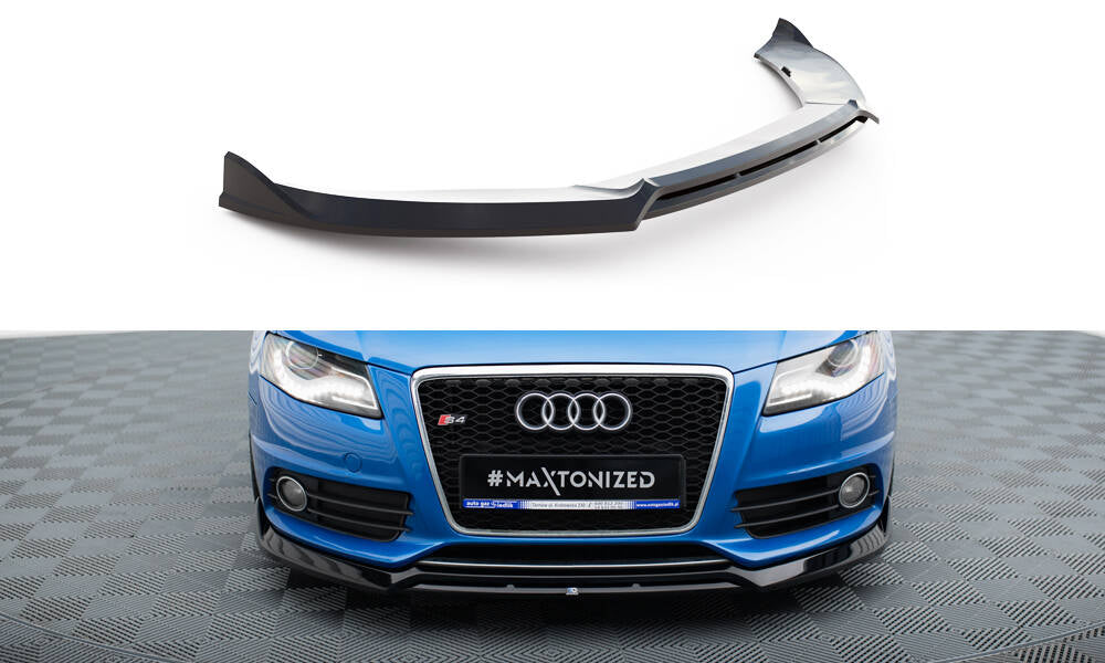 Maxton Design Street+ Spoilerlippe Front Ansatz V.3 passend für Audi S4 / A4 S-Line B8 schwarz Hochglanz