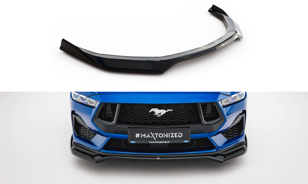 Maxton Design Street+ Spoilerlippe Front Ansatz V.1 passend für Ford Mustang GT Mk7 schwarz Hochglanz