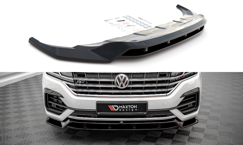 Maxton Design Street+ Spoilerlippe Front Ansatz passend für VW Touareg R-Line Mk3 schwarz Hochglanz