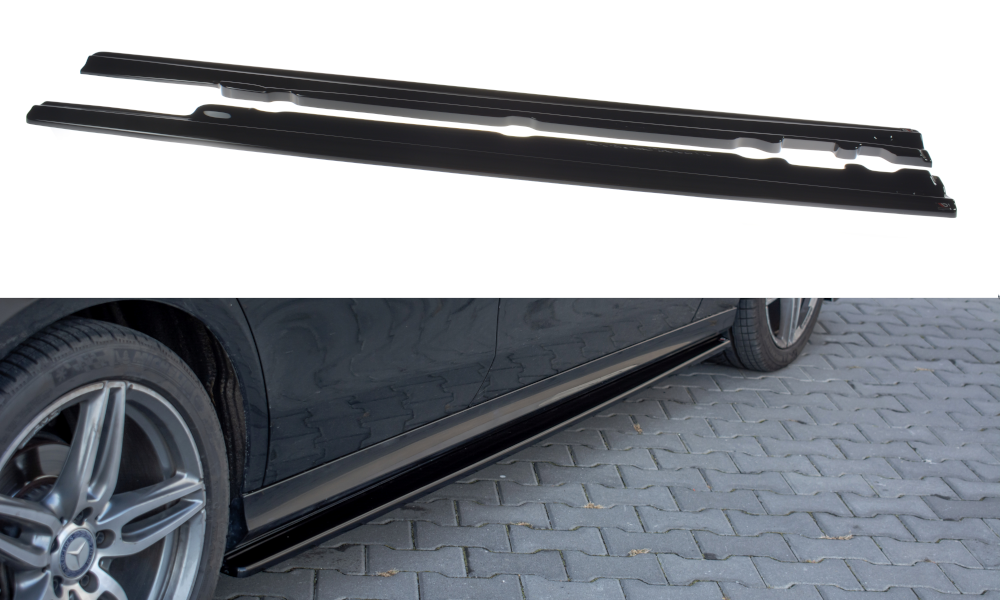 Maxton Design Street+ Seitenschweller Leisten passend für Mercedes-Benz E43 AMG / AMG-Line Limousine / Kombi W213 / S213 schwarz Hochglanz