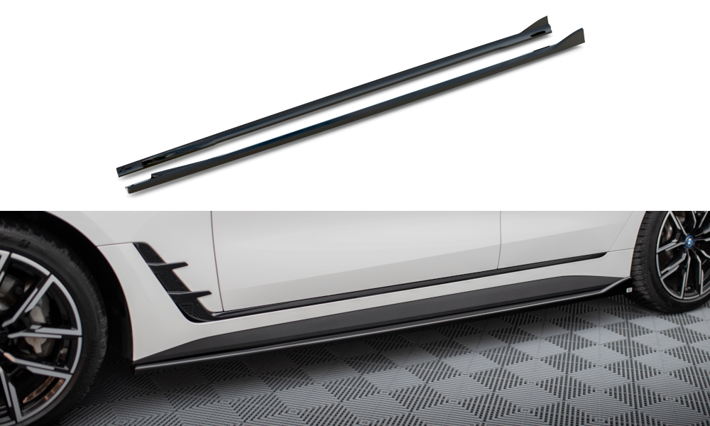 Maxton Design Street+ Seitenschweller Leisten passend für V.1 passend für BMW i4 M-Paket G26 schwarz Hochglanz