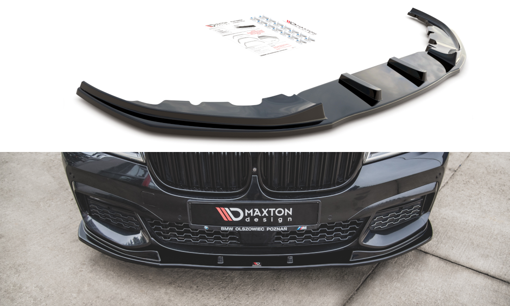 Maxton Design Street+ Spoilerlippe Front Ansatz V.2 passend für BMW 7 M-Paket G11 /G12 schwarz Hochglanz