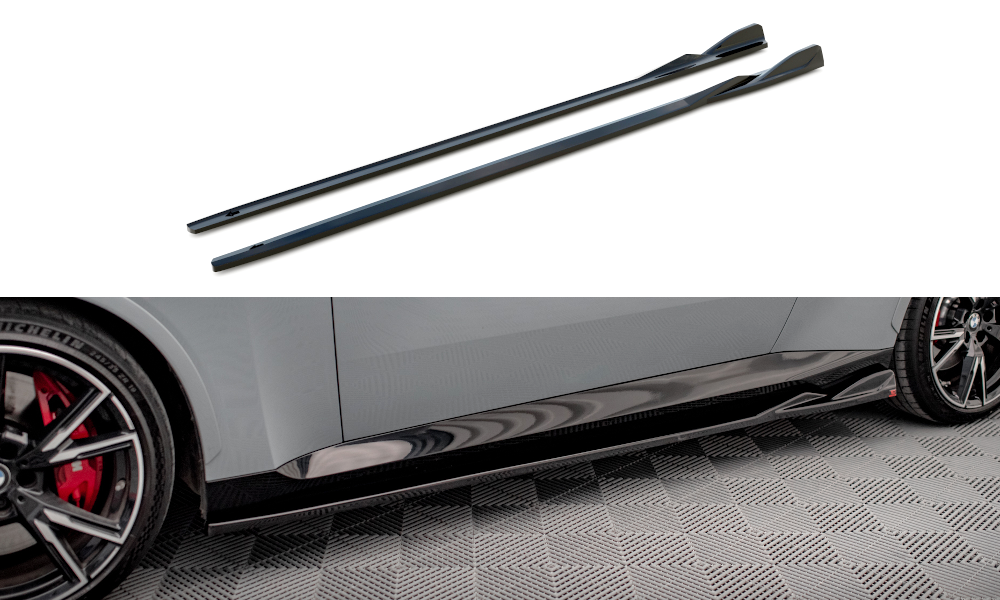 Maxton Design Street+ Seitenschweller Leisten passend für V.1 passend für BMW 2 Coupe M-Paket / M240i G42 schwarz Hochglanz