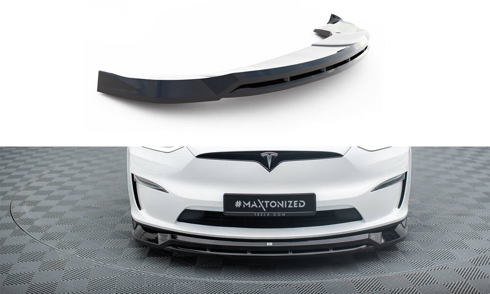 Maxton Design Street+ Spoilerlippe Front Ansatz V.1 passend für Tesla Model X Mk1 Facelift schwarz Hochglanz