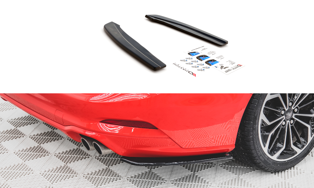 Maxton Design Heck Ansatz Flaps Diffusor V.1 passend für Ford Focus ST-Line Kombi Mk4 schwarz Hochglanz