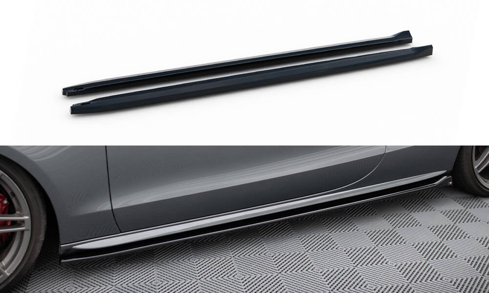 Maxton Design Street+ Seitenschweller Leisten V.2 passend für Audi S5 / A5 S-Line Coupe 8T schwarz Hochglanz