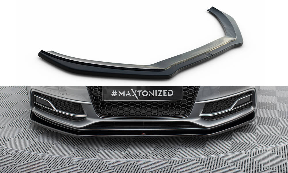 Maxton Design Street+ Spoilerlippe Front Ansatz V.2 passend für Audi S5 / A5 S-Line 8T Facelift schwarz Hochglanz
