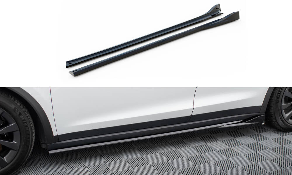 Maxton Design Street+ Seitenschweller Leisten passend für Tesla Model X Mk1 Facelift schwarz Hochglanz