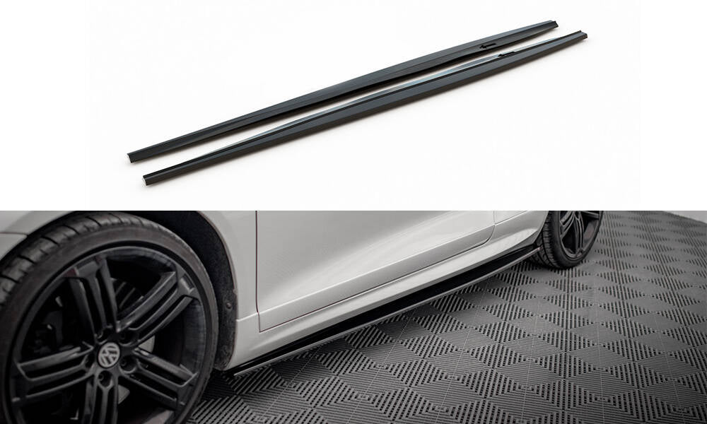 Maxton Design Street+ Seitenschweller Leisten passend für VW Scirocco R Mk3 / Mk3 Facelift schwarz Hochglanz