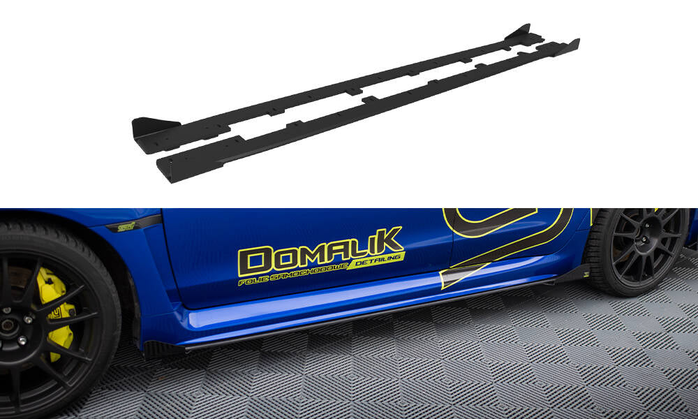Maxton Design Street Pro Street+ Seitenschweller Leisten + Flaps passend für Subaru WRX STI Mk1 schwarz Hochglanz