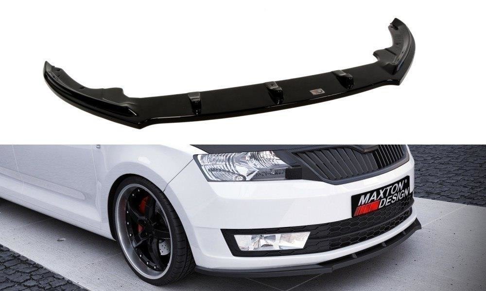 Maxton Design Street+ Spoilerlippe Front Ansatz V.1 passend für Skoda Rapid schwarz Hochglanz