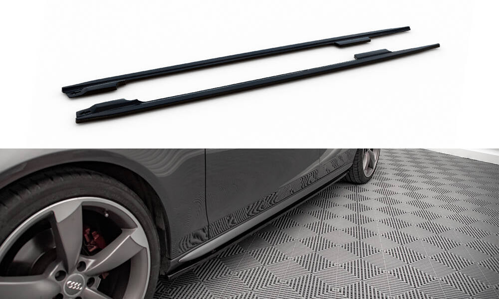 Maxton Design Street+ Seitenschweller Leisten V.2 passend für Audi A4 / A4 S-Line / S4 B8 schwarz Hochglanz
