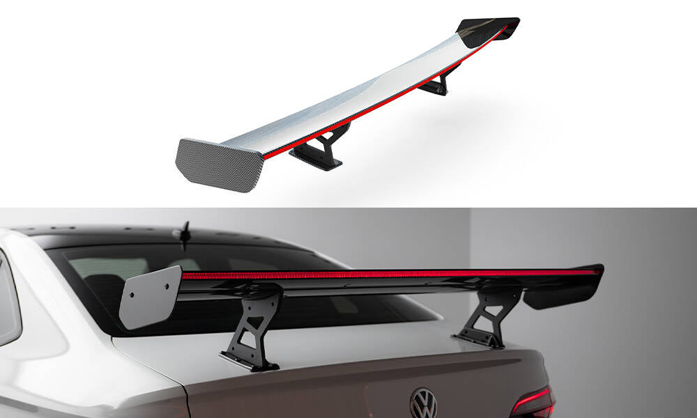 Maxton Design Carbon Spoiler With Internal Brackets Uprights + LED VW Jetta GLI Mk7 für Volkswagen Jetta Mk7