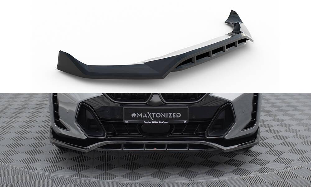 Maxton Design Street+ Spoilerlippe Front Ansatz V.2 passend für BMW X6 M-Paket G06 Facelift schwarz Hochglanz