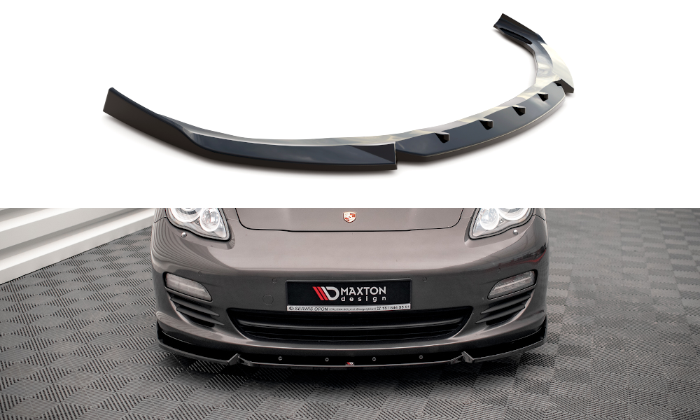 Maxton Design Street+ Spoilerlippe Front Ansatz V.2 passend für Porsche Panamera / Panamera Diesel 970 schwarz Hochglanz