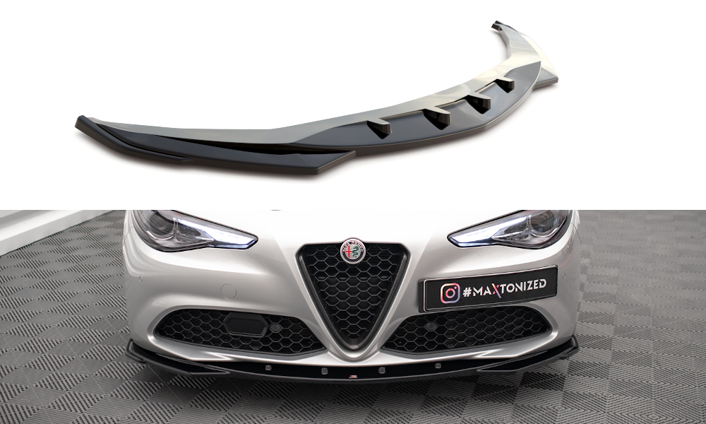 Maxton Design Street+ Spoilerlippe Front Ansatz V.2 passend für Alfa Romeo Giulia Sport schwarz Hochglanz