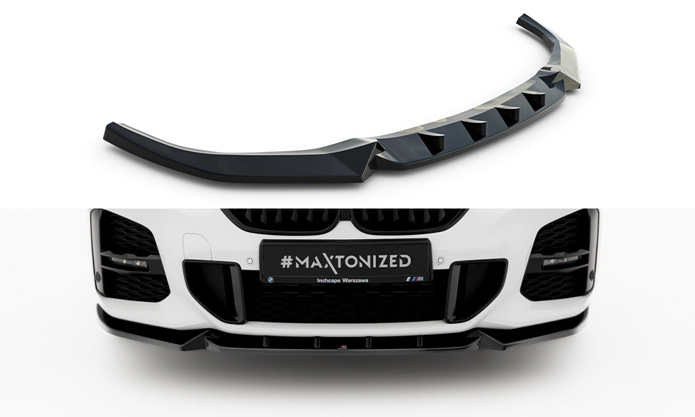 Maxton Design Street+ Spoilerlippe Front Ansatz passend für BMW X1 M-Paket F48 Facelift schwarz Hochglanz