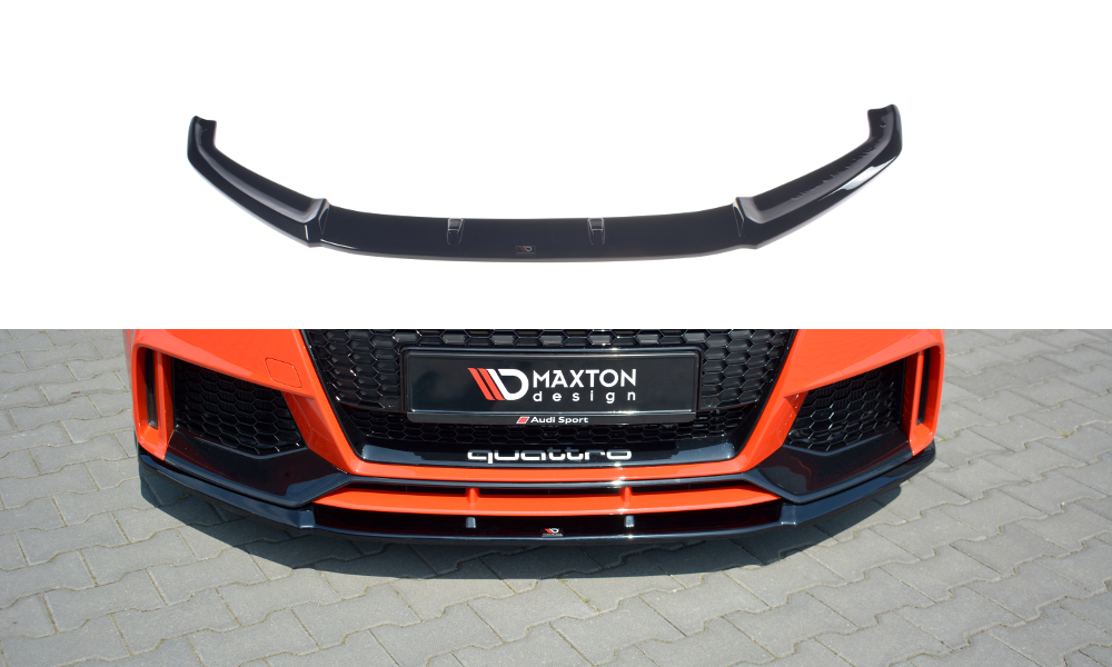 Maxton Design Street+ Spoilerlippe Front Ansatz V.2 passend für Audi TT RS 8S schwarz Hochglanz