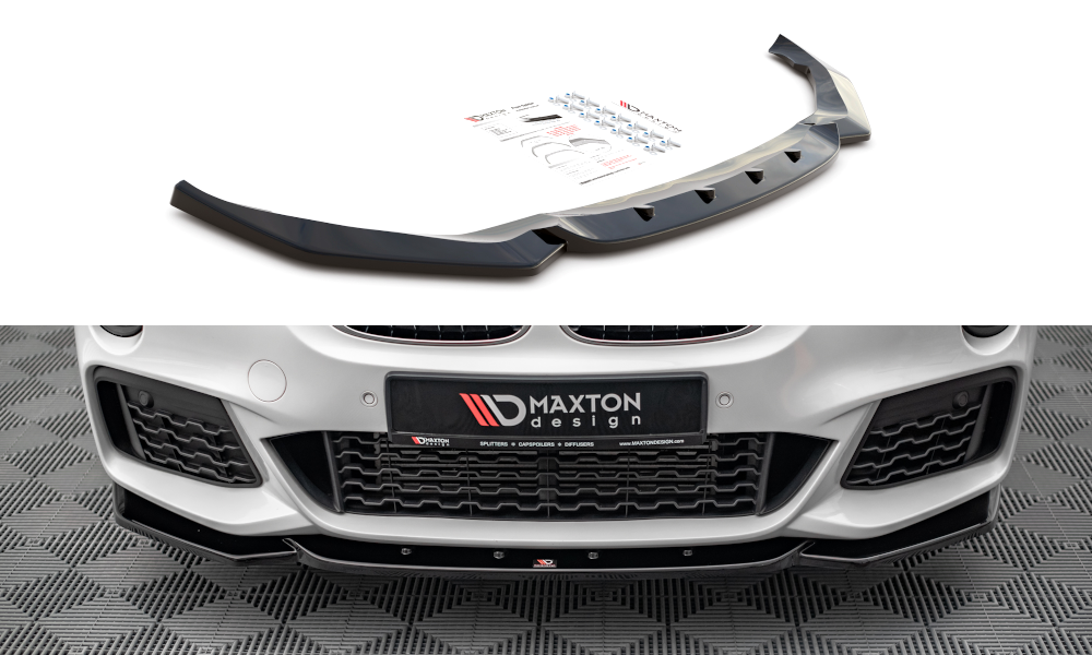 Maxton Design Street+ Spoilerlippe Front Ansatz V.1 passend für BMW X1 M-Paket F48 schwarz Hochglanz
